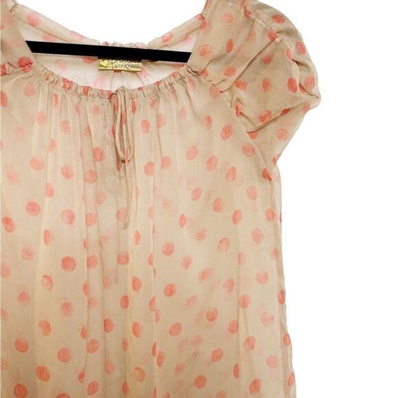 Princess Vera Wang See Through Polka Dot Blouse Brown & Pink Size Small - Picture 1 of 5